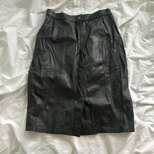 Express Dark Leather Midi Skirt